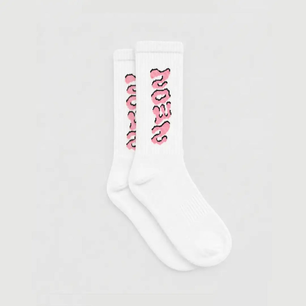 Chaussettes Signature Rose Neon logo brodé streetwear
