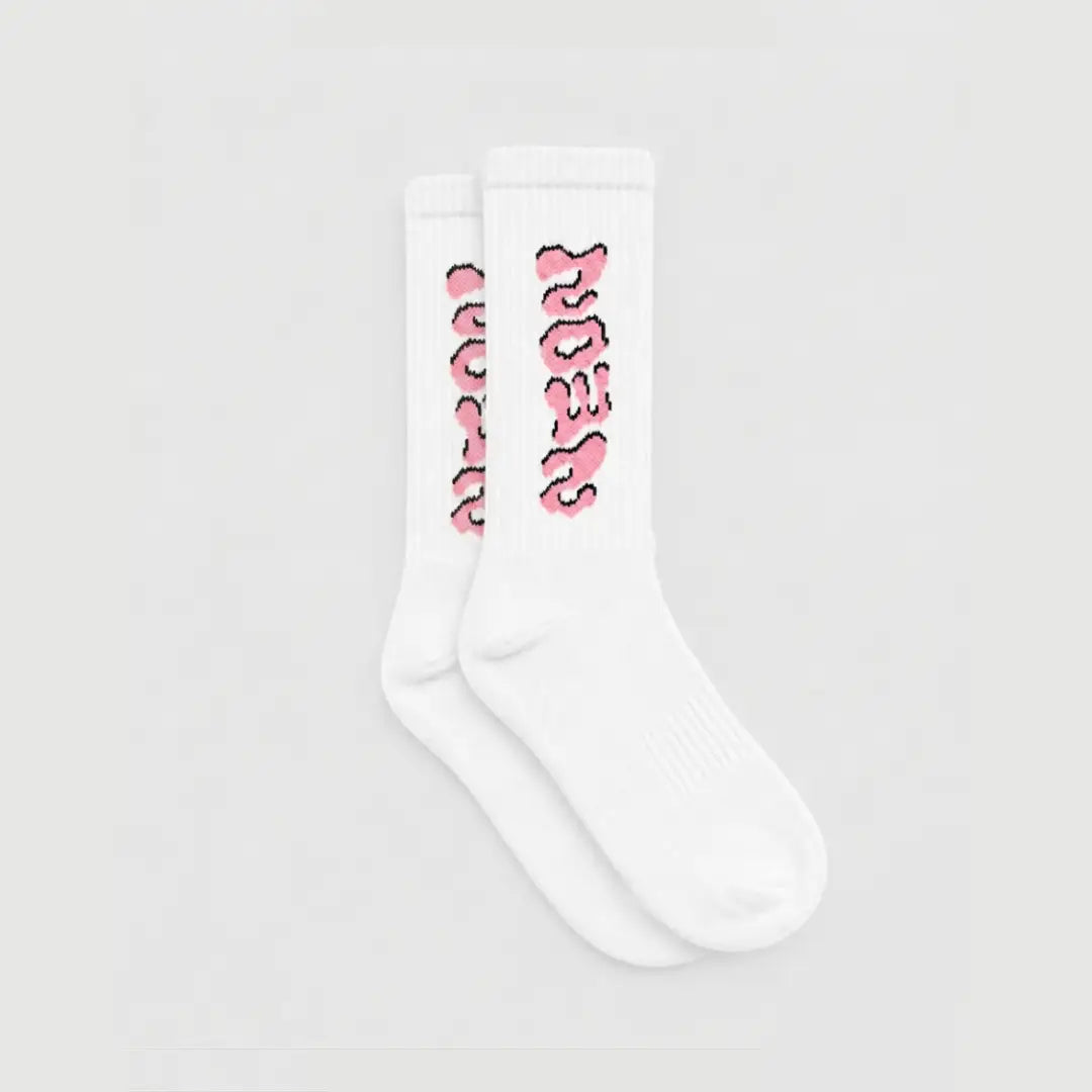 Chaussettes Signature Rose Neon logo brodé streetwear