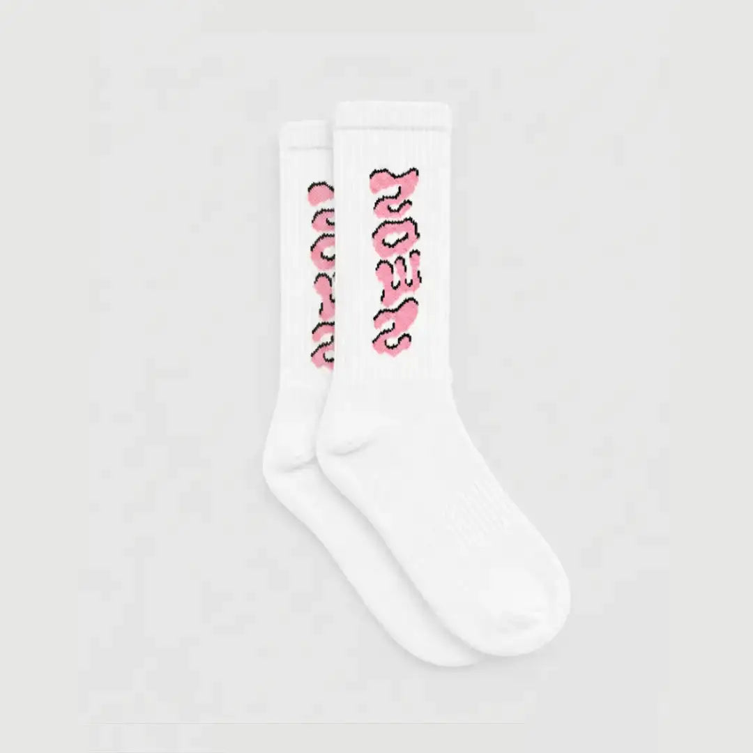 Chaussettes Signature Rose Neon logo brodé streetwear