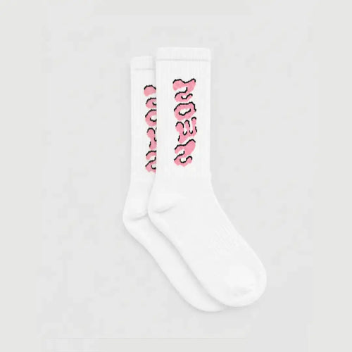 Chaussettes Signature Rose Neon logo brodé streetwear